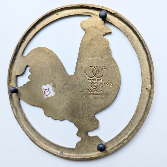 ROOSTER Solid Brass Vintage Retro Golde Trivet Potholder Farmhouse New - Picture 5 of 7